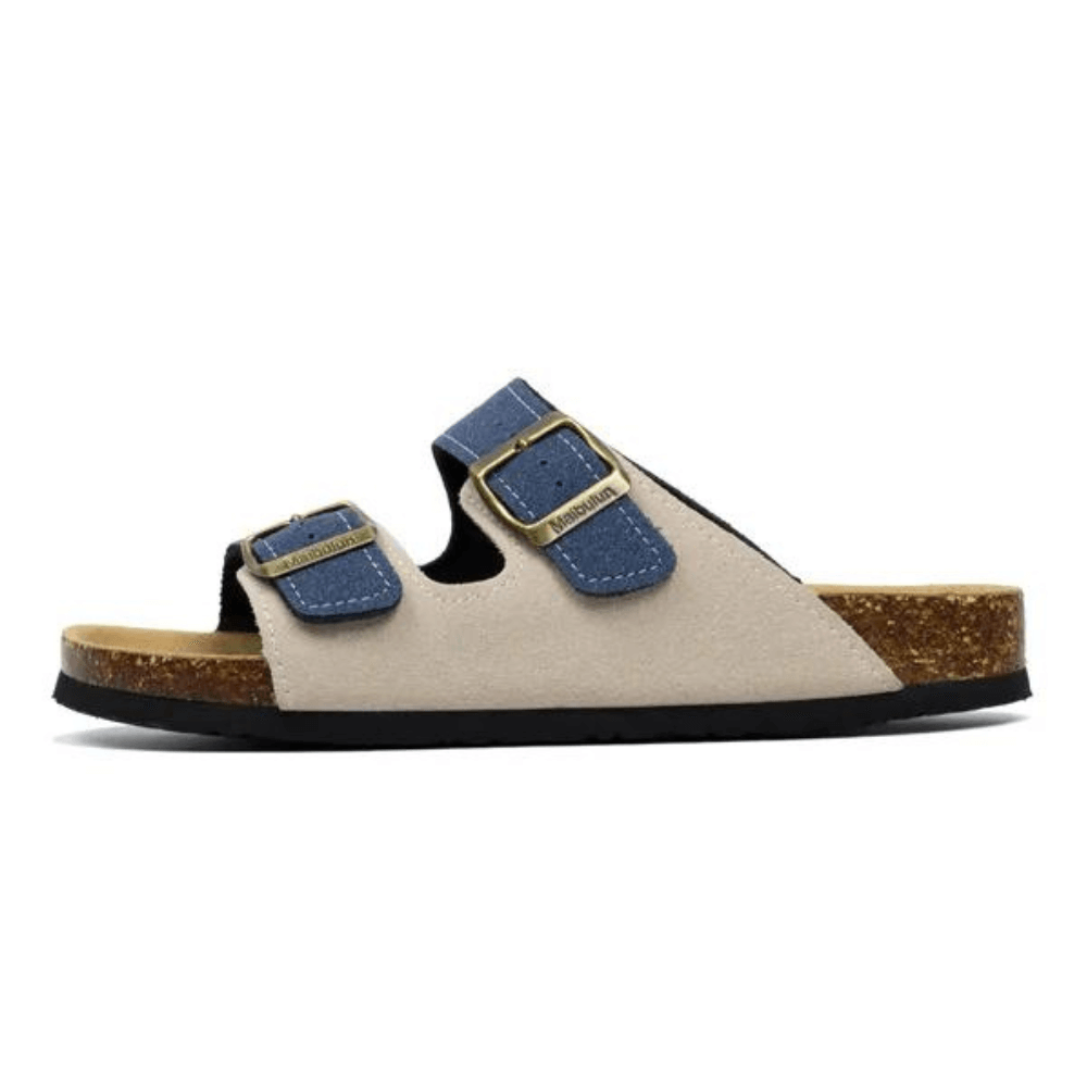 Sandália Maibulun Camurça - Creme e Azul